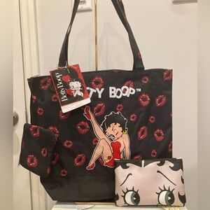 Betty Boop Black and Red Tote Bag Set